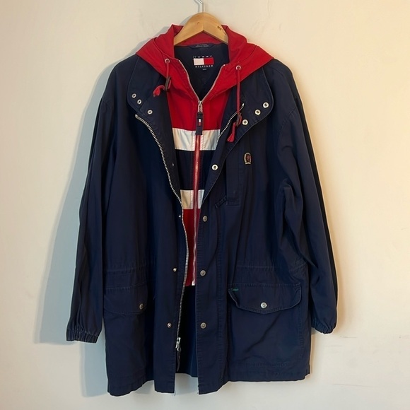 Tommy Hilfiger Varsity Crew Preppy Navy Spring Jacket Size Medium - Picture 1 of 14